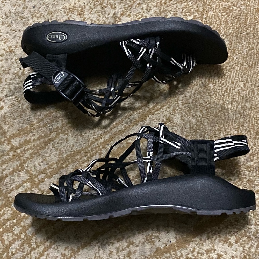 Chaco Black and White Strappy Sport Sandals